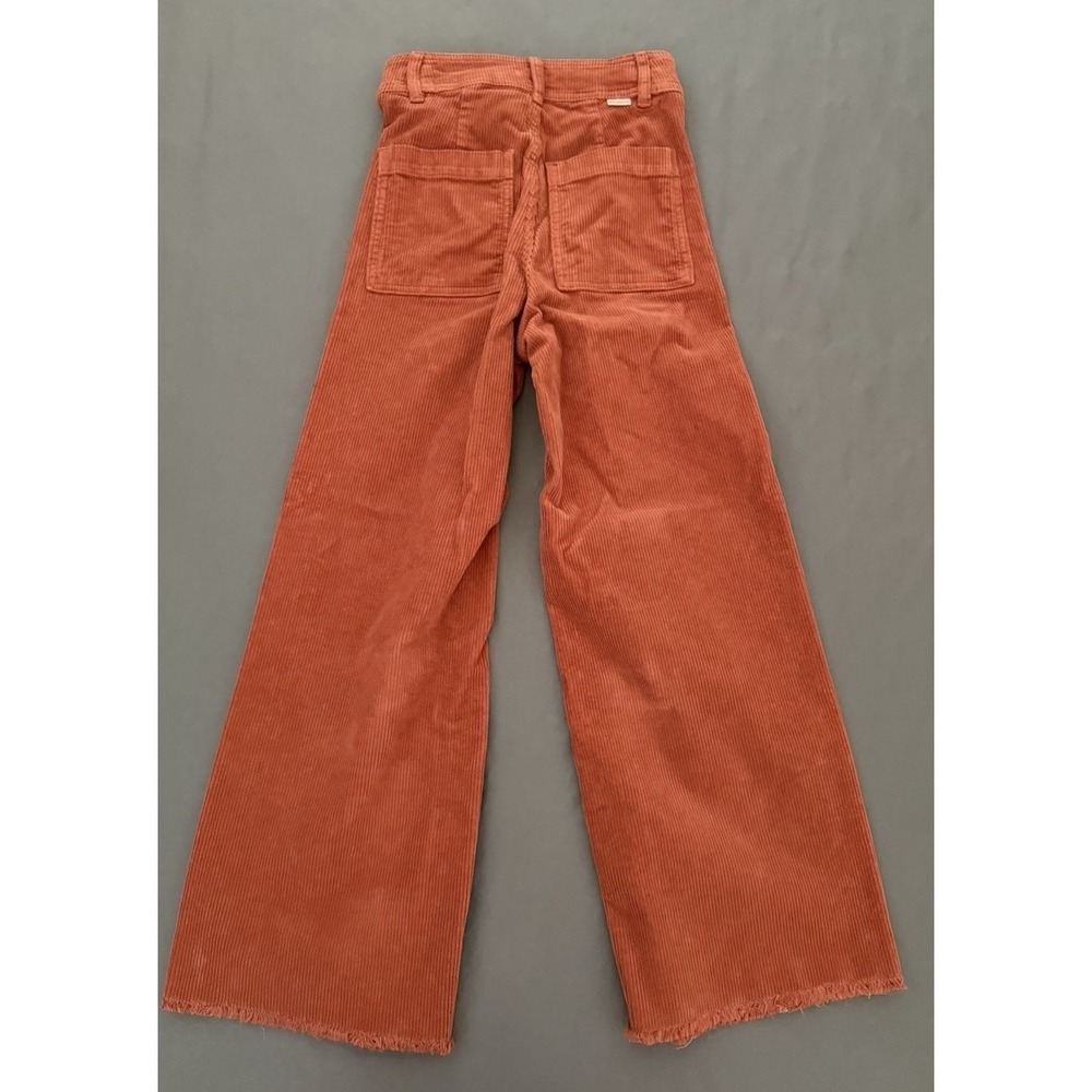 Billabong Corduroy Pants Women's 24 Orange High Waisted Wide Leg Boho Raw Hem - Picture 10 of 10
